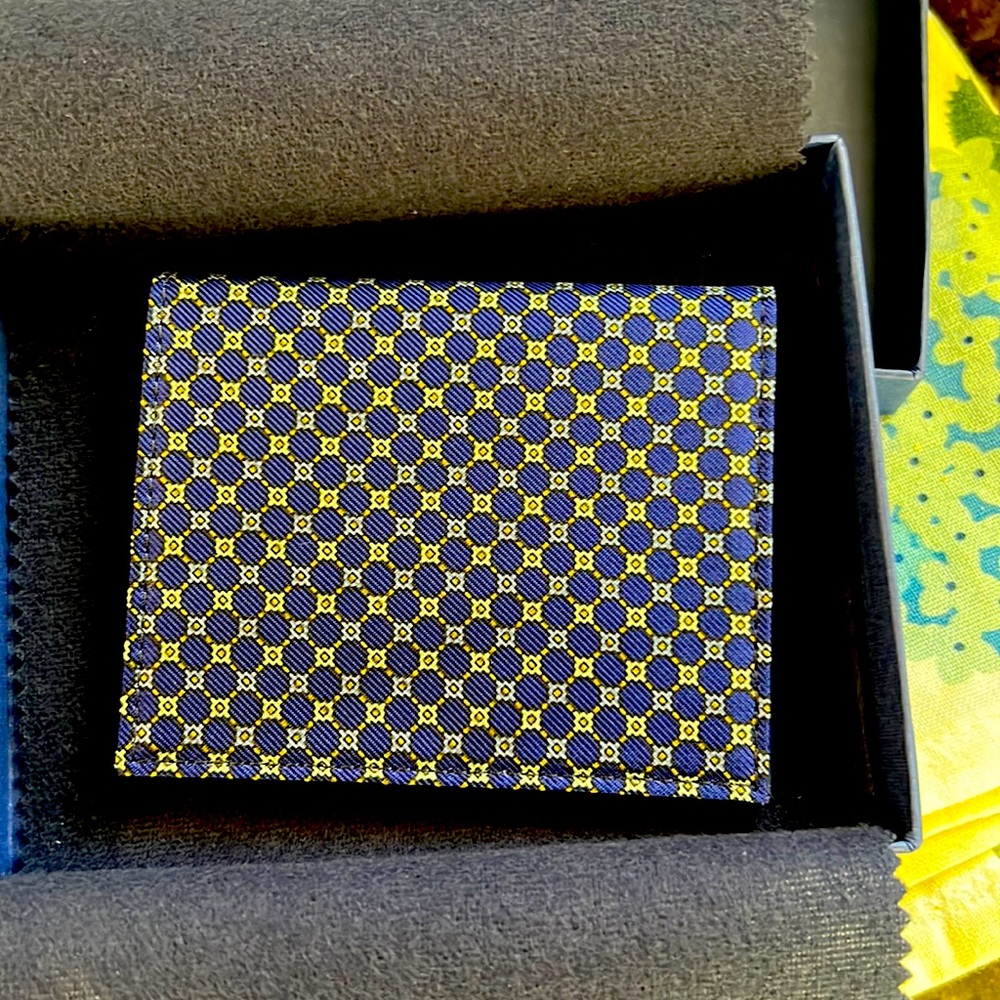 E. Marinella Napoli navy and silk card case